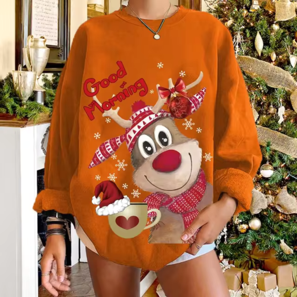 Reindeer Christmas Sweater Women - Warm Long Sleeve