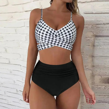 Bikini Set Women High Waisted Crisscross Wrap Design