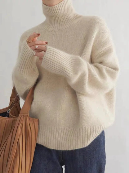 Turtleneck Sweater Women Warm Elegant Long Sleeve Casual Top