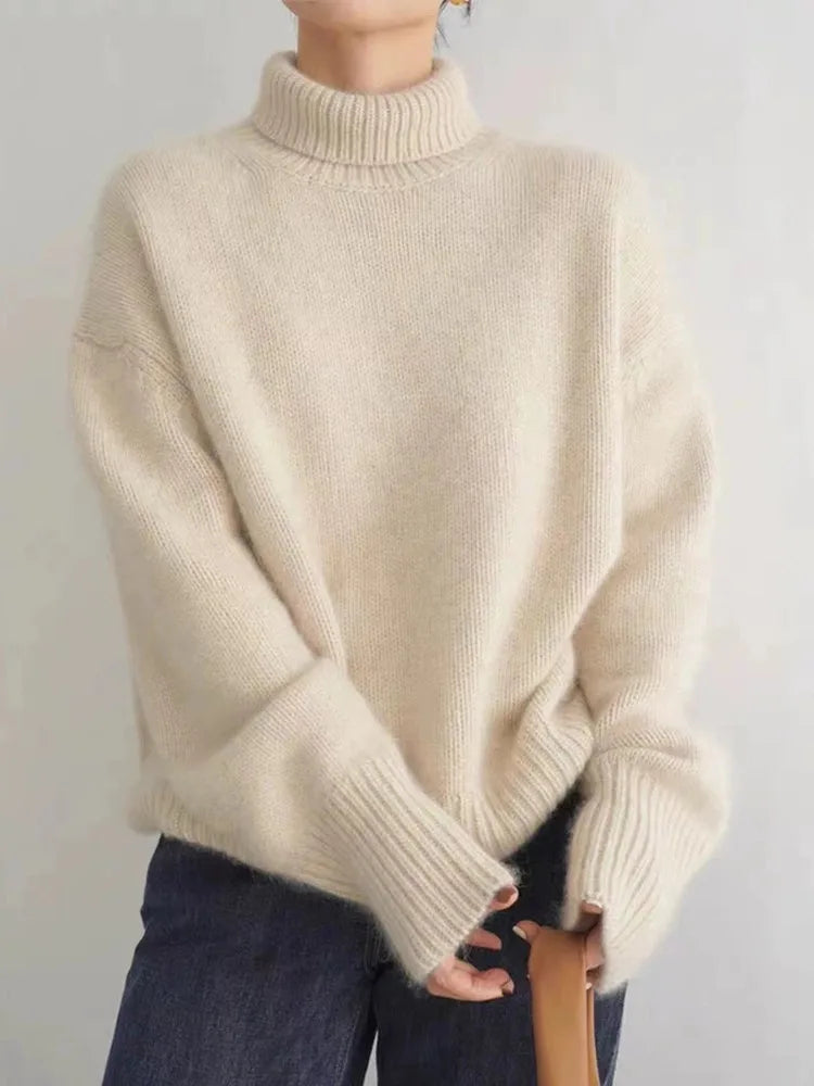 Turtleneck Sweater Women Warm Elegant Long Sleeve Casual Top