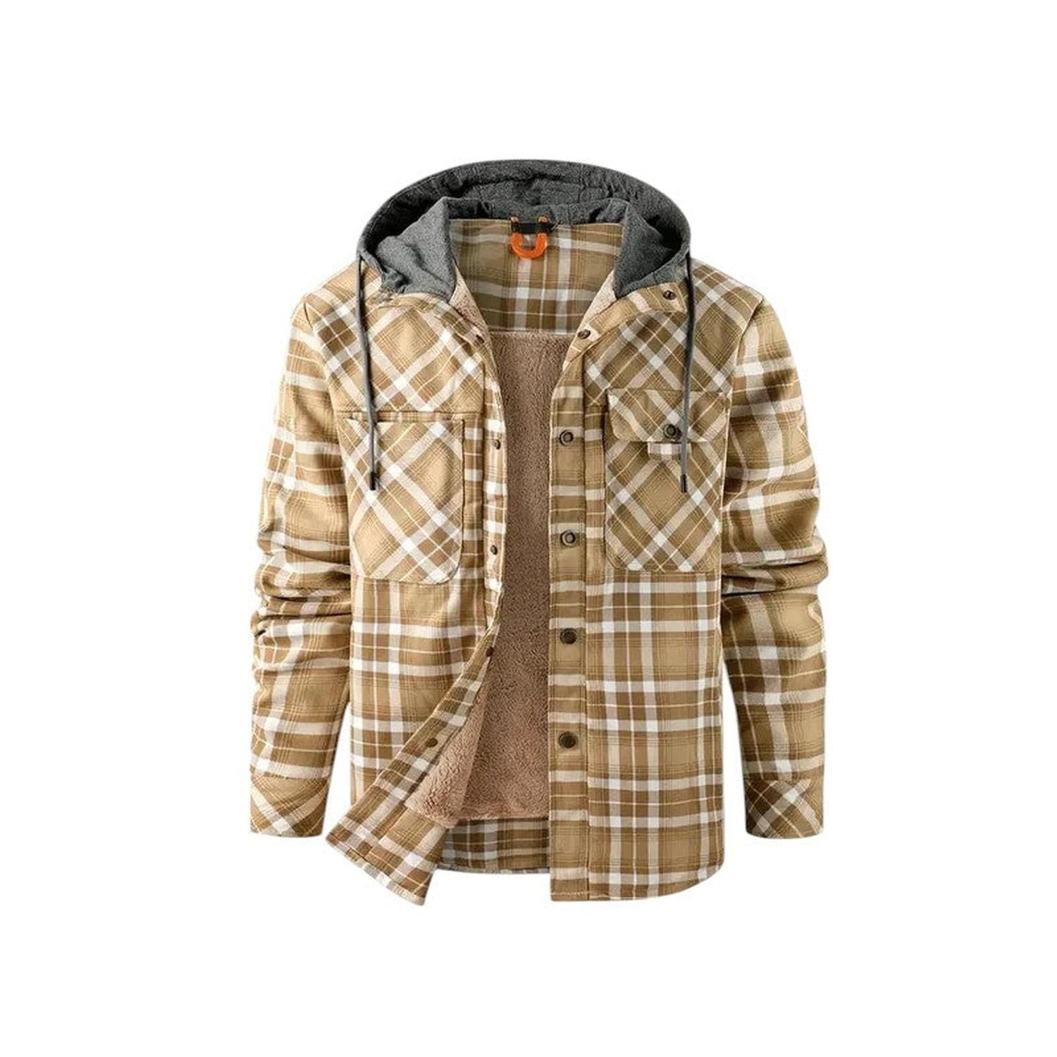 Hooded checked jacket for men