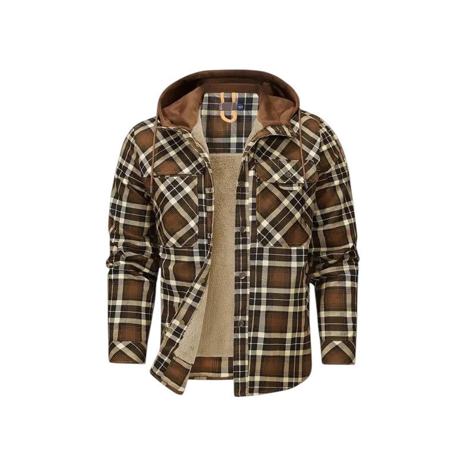 Hooded checked jacket for men