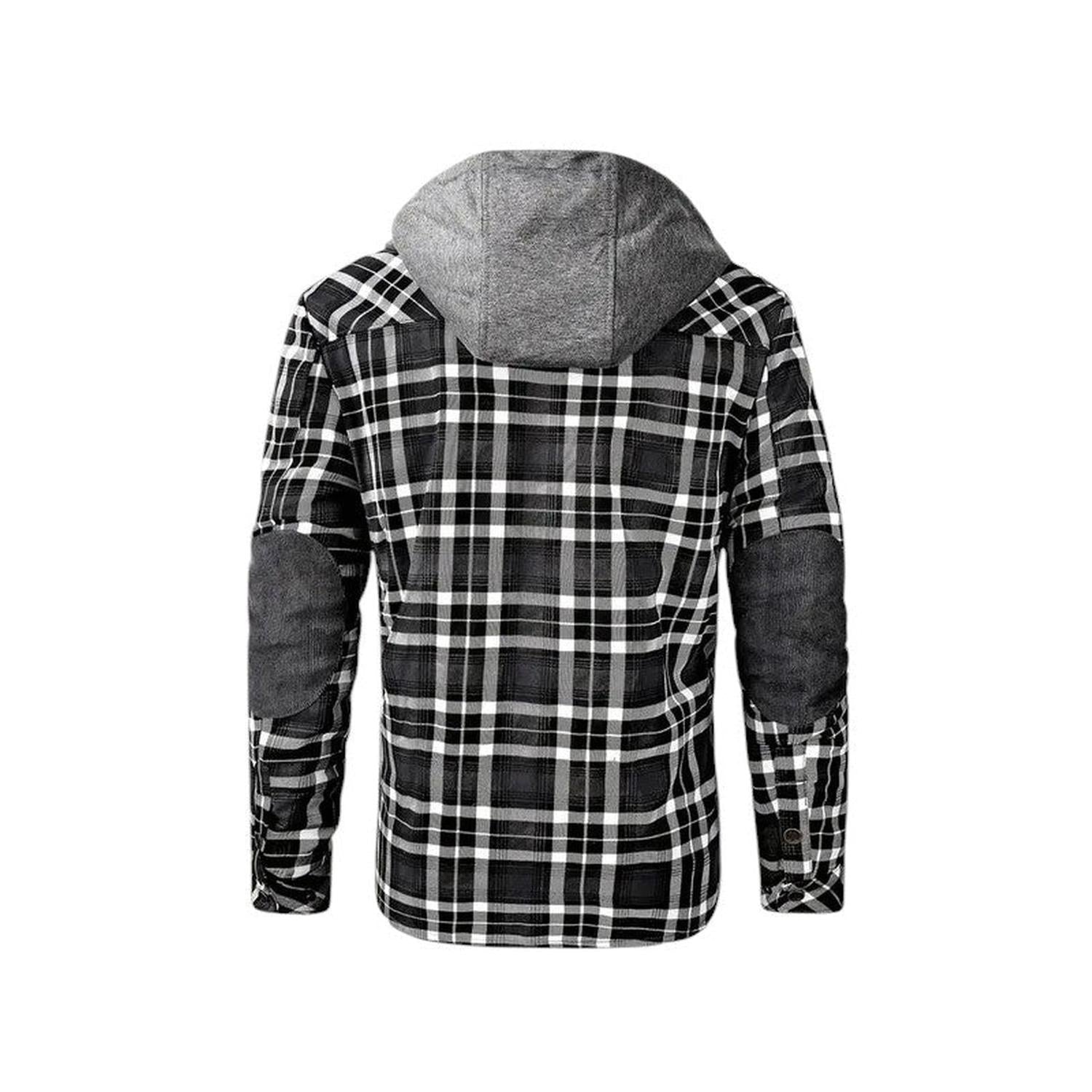 Hooded checked jacket for men