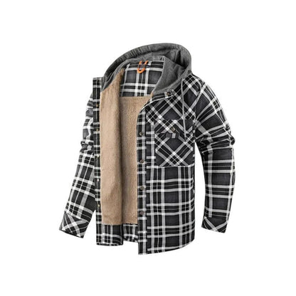 Hooded checked jacket for men