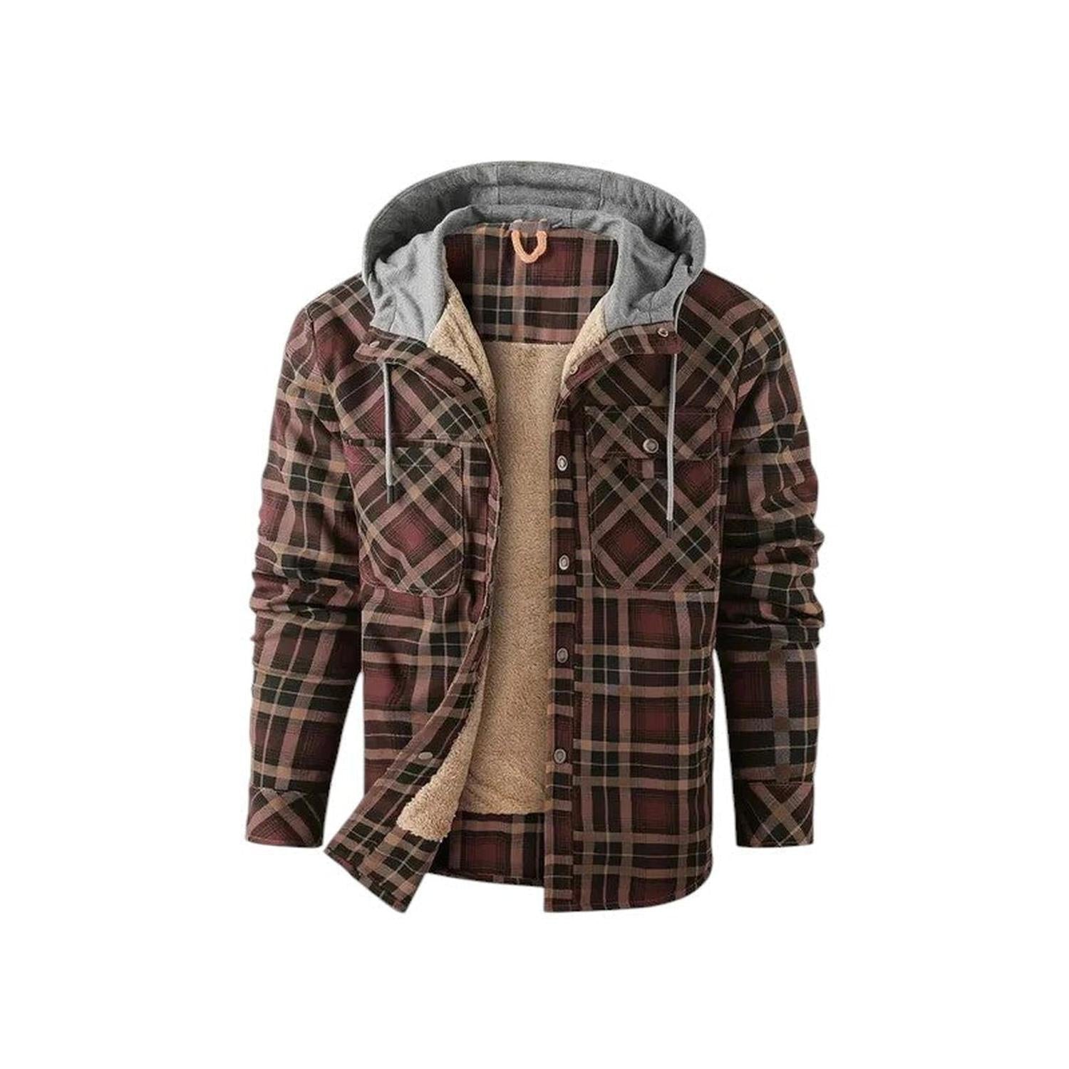 Hooded checked jacket for men