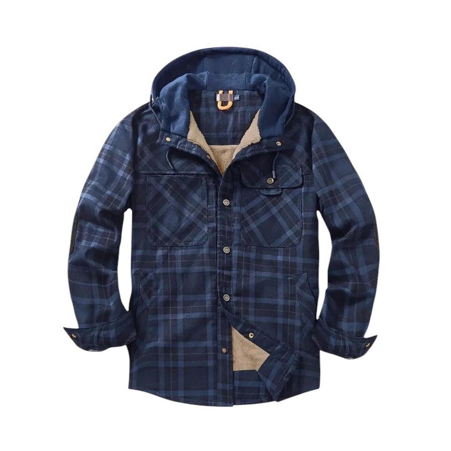 Hooded checked jacket for men