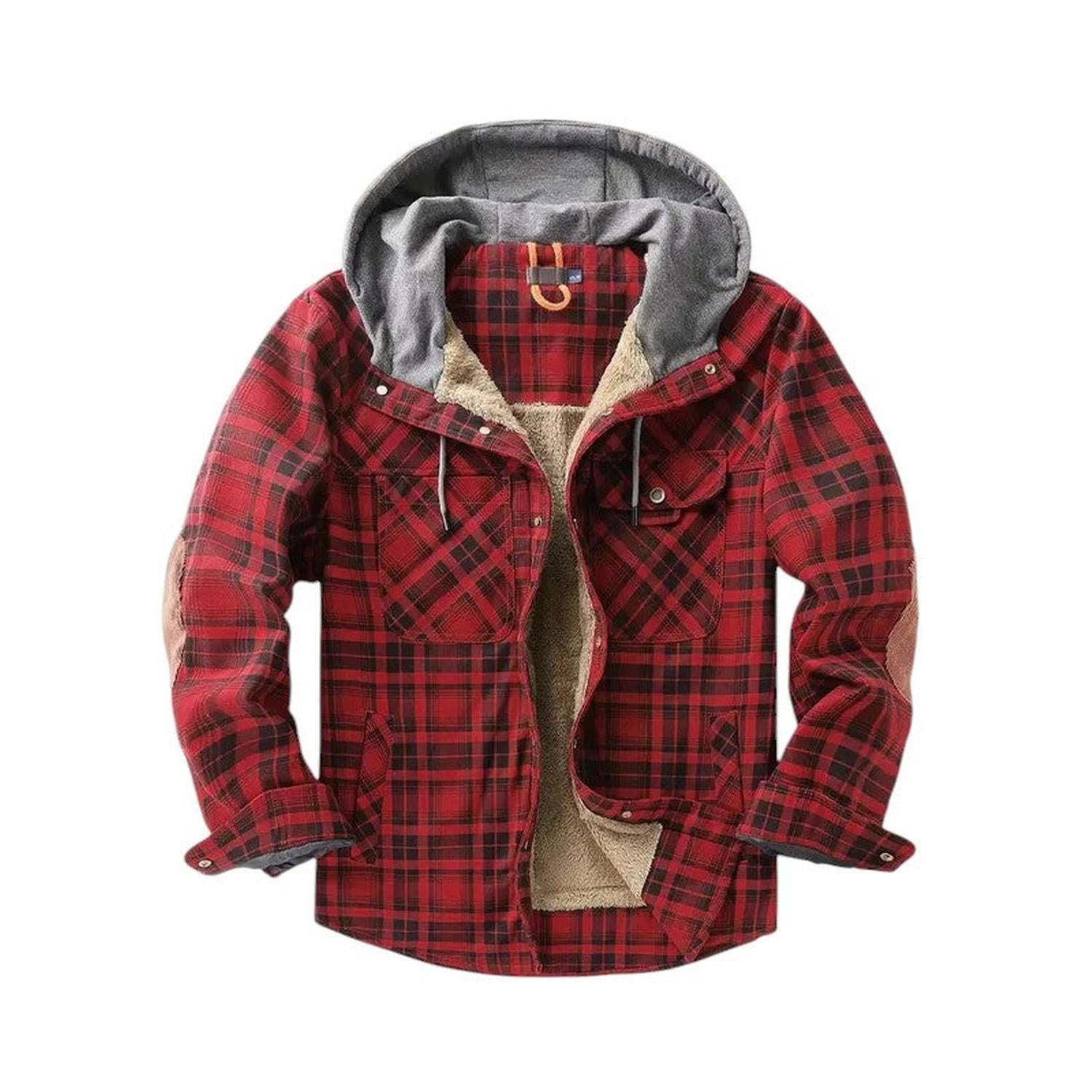 Hooded checked jacket for men