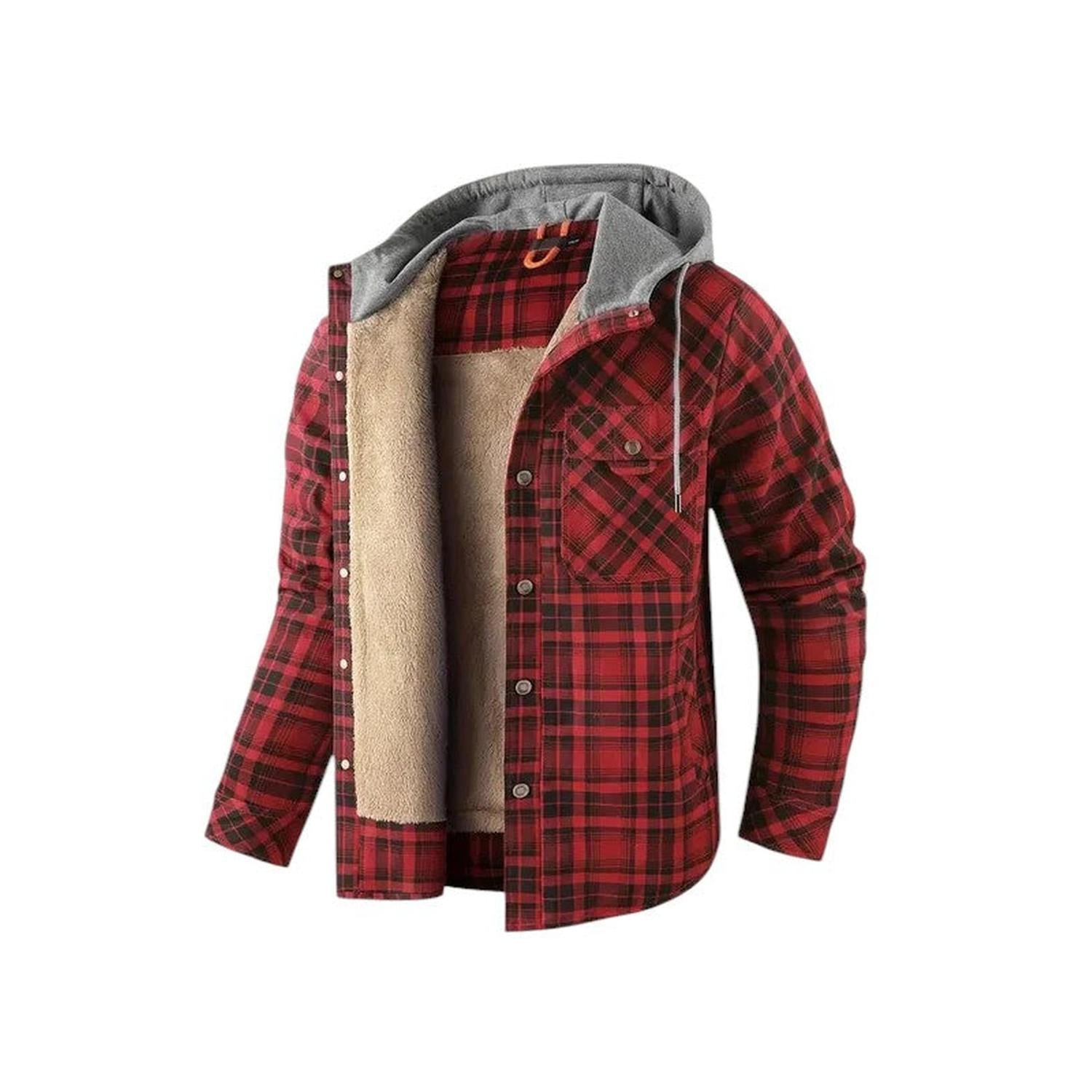 Hooded checked jacket for men