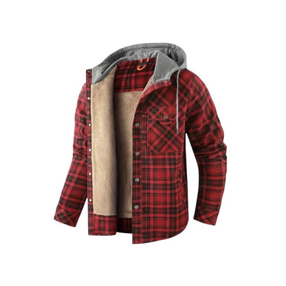 Hooded checked jacket for men