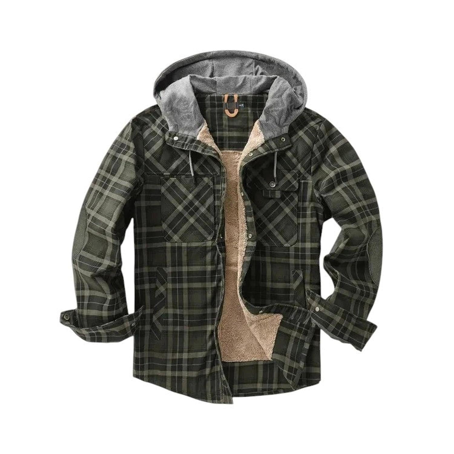 Hooded checked jacket for men