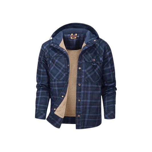 Hooded checked jacket for men