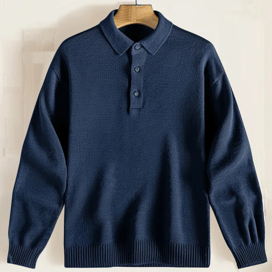 Polo Knit Sweater Men Long Sleeve Casual Pullover