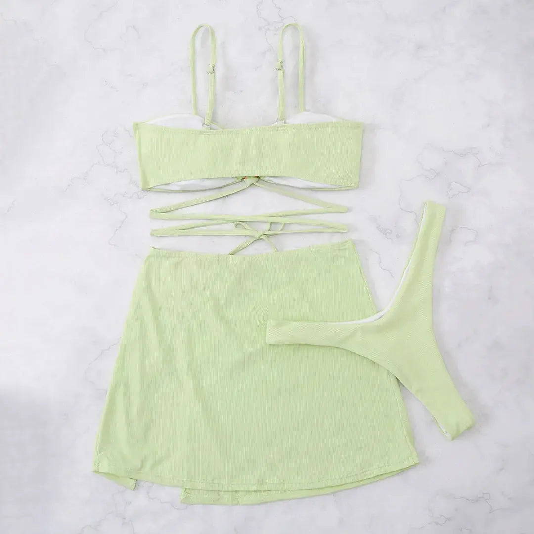 Bikini Set Women Three Piece Adjustable Back Straps