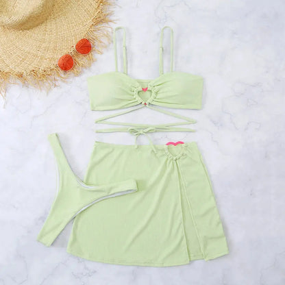 Bikini Set Women Three Piece Adjustable Back Straps