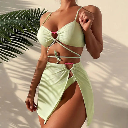 Bikini Set Women Three Piece Adjustable Back Straps