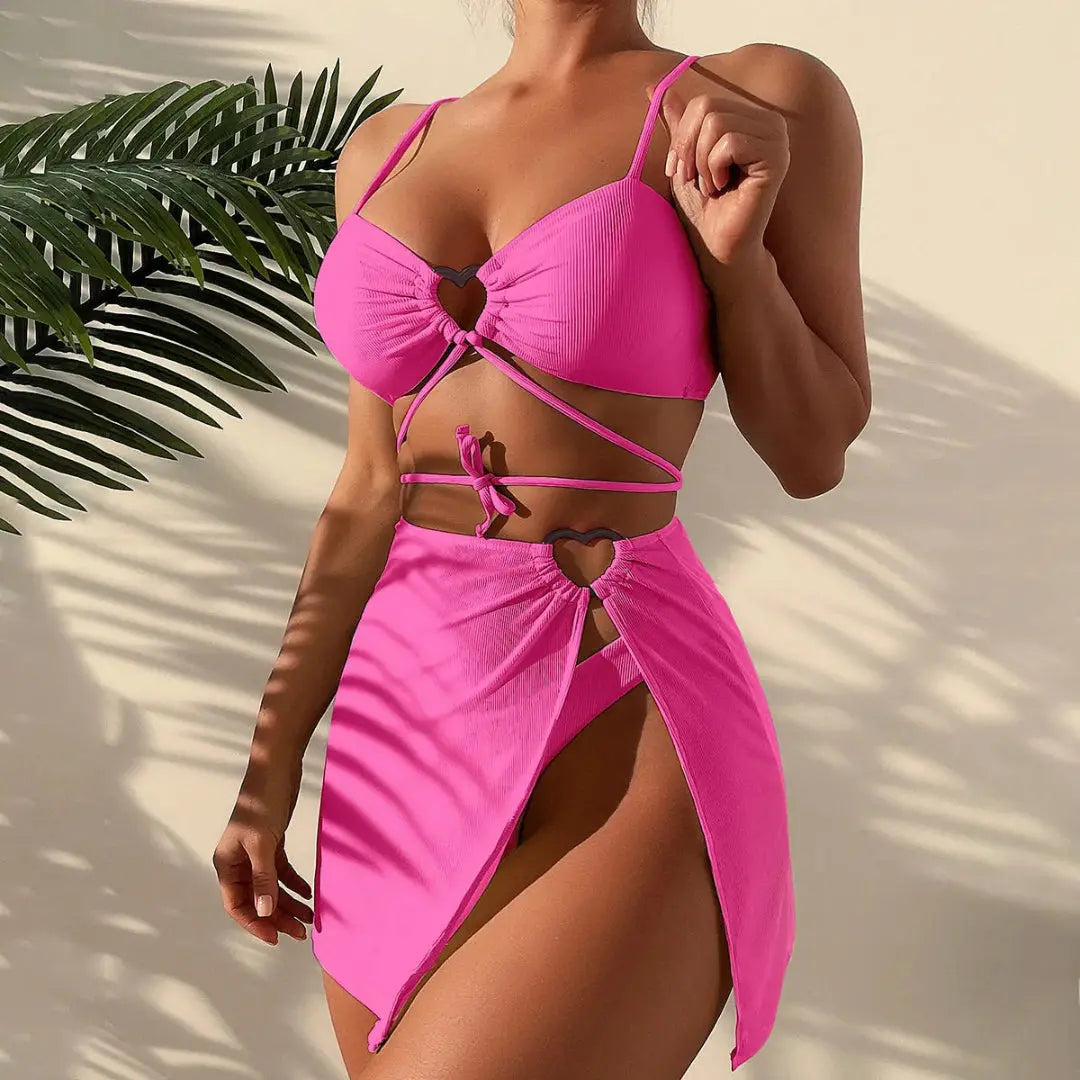 Bikini Set Women Three Piece Adjustable Back Straps