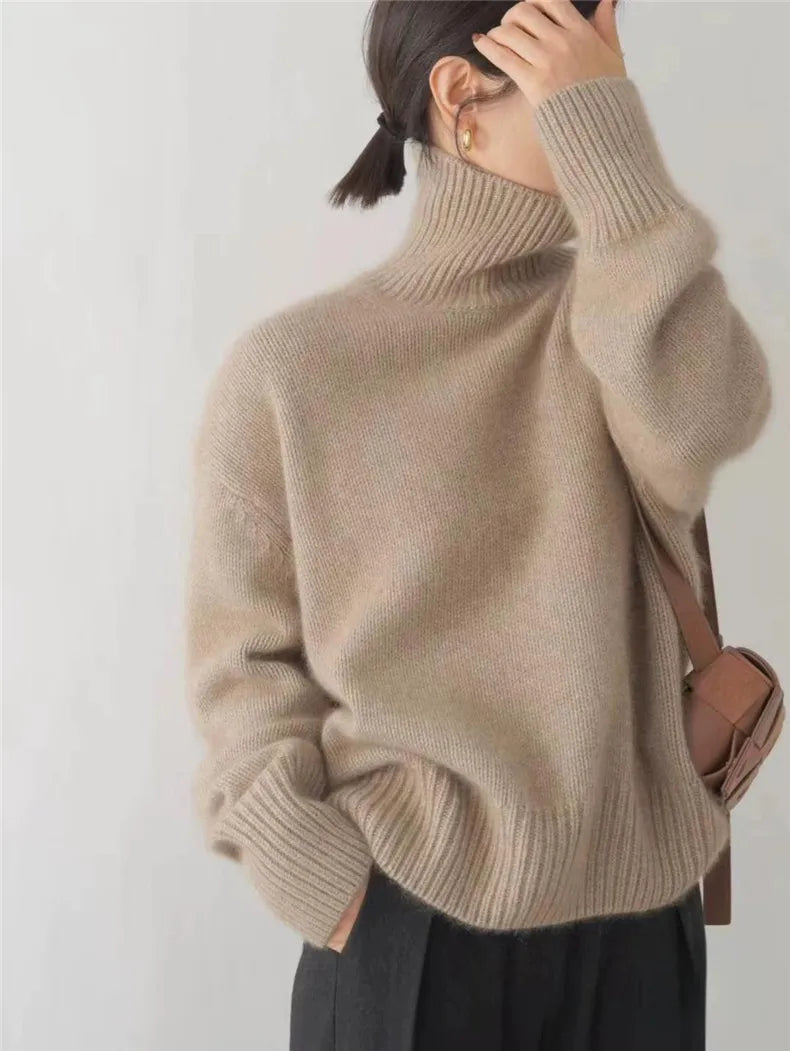 Turtleneck Sweater Women Warm Elegant Long Sleeve Casual Top