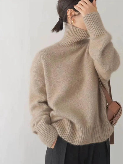 Turtleneck Sweater Women Warm Elegant Long Sleeve Casual Top