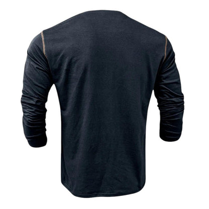 Men’s Henley Shirt - 100% Cotton - Long Sleeve - Buttoned Placket - Casual Fit