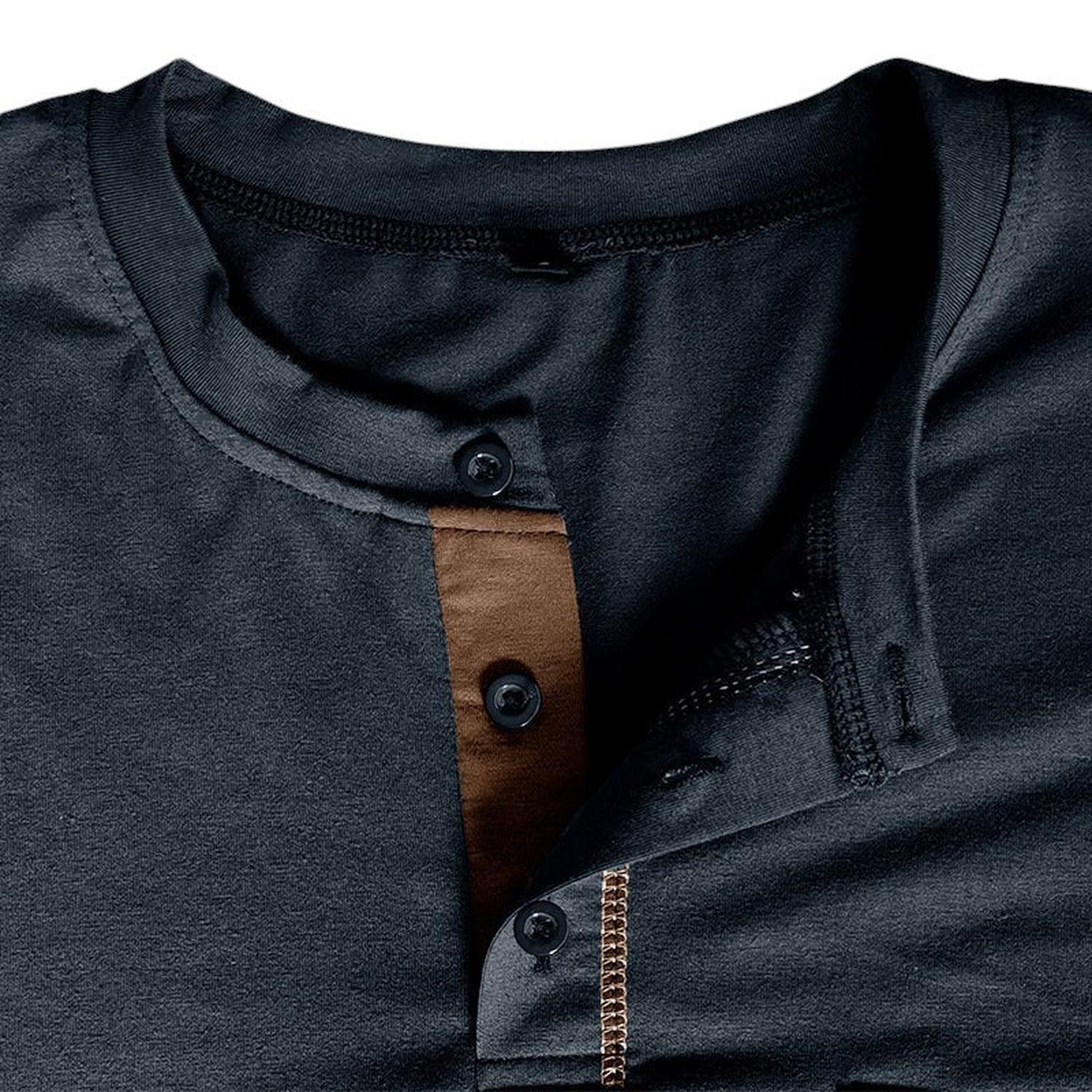 Men’s Henley Shirt - 100% Cotton - Long Sleeve - Buttoned Placket - Casual Fit