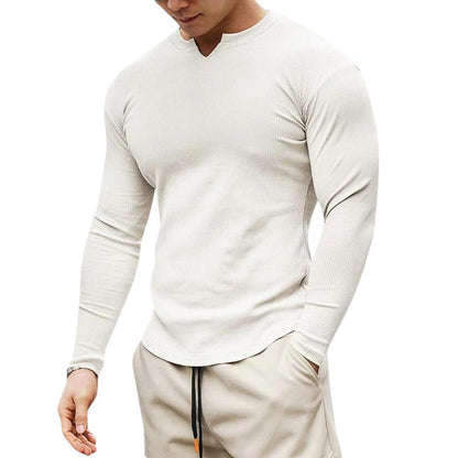 Men’s Henley Shirt - Ribbed Knit - Slim Fit - Long Sleeve Casual Wear