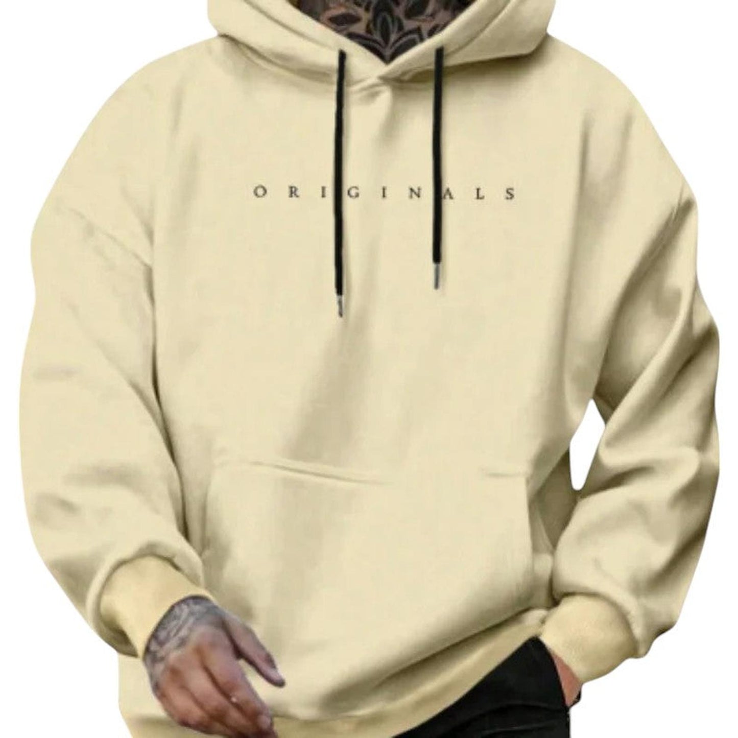 Men's Minimalist Oversized Hoodie - Cotton Streetwear Sweatshirt, Casual Athleisure