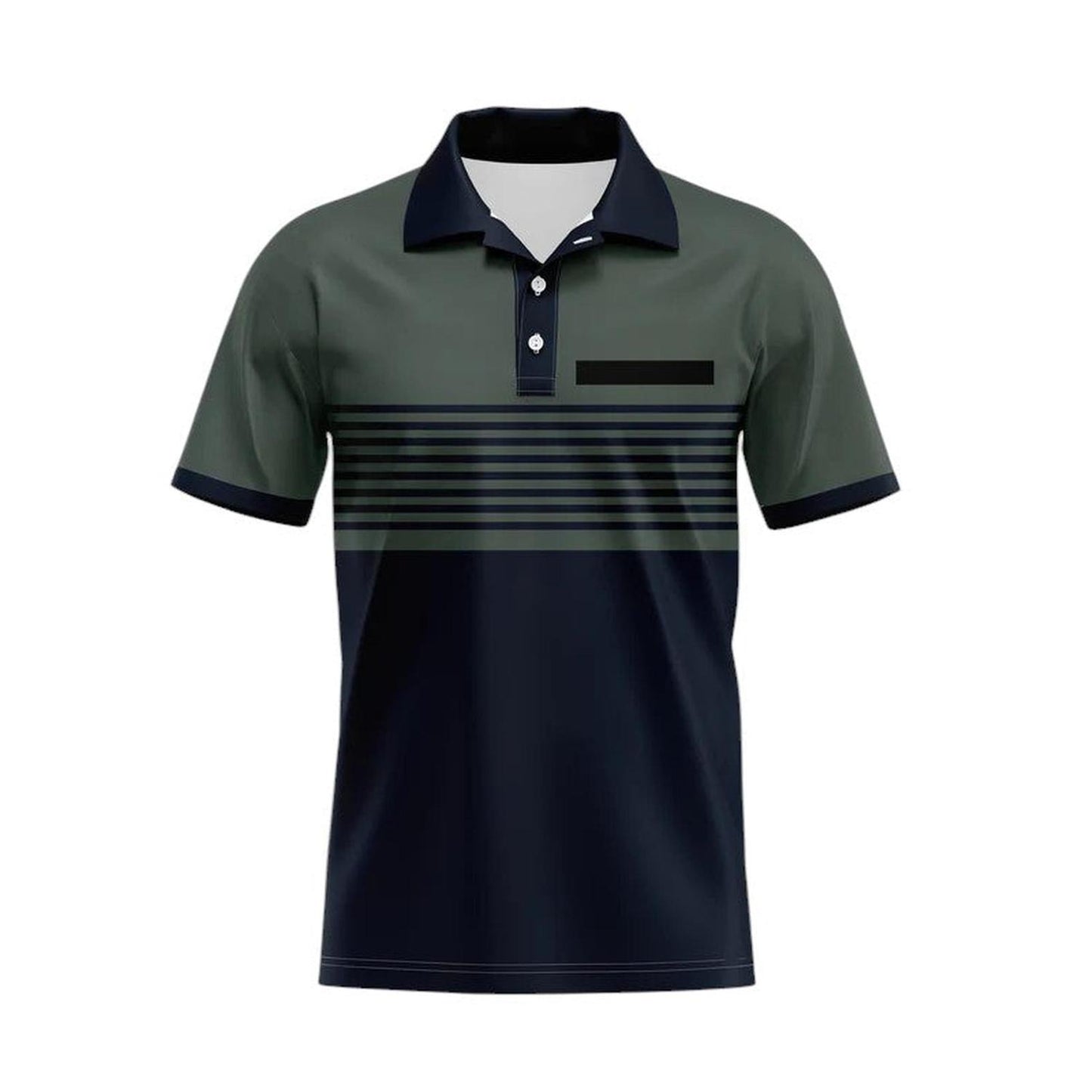 Men's Polo Shirt - Slim Fit - Short Sleeve - Striped Chest Design - Button Placket