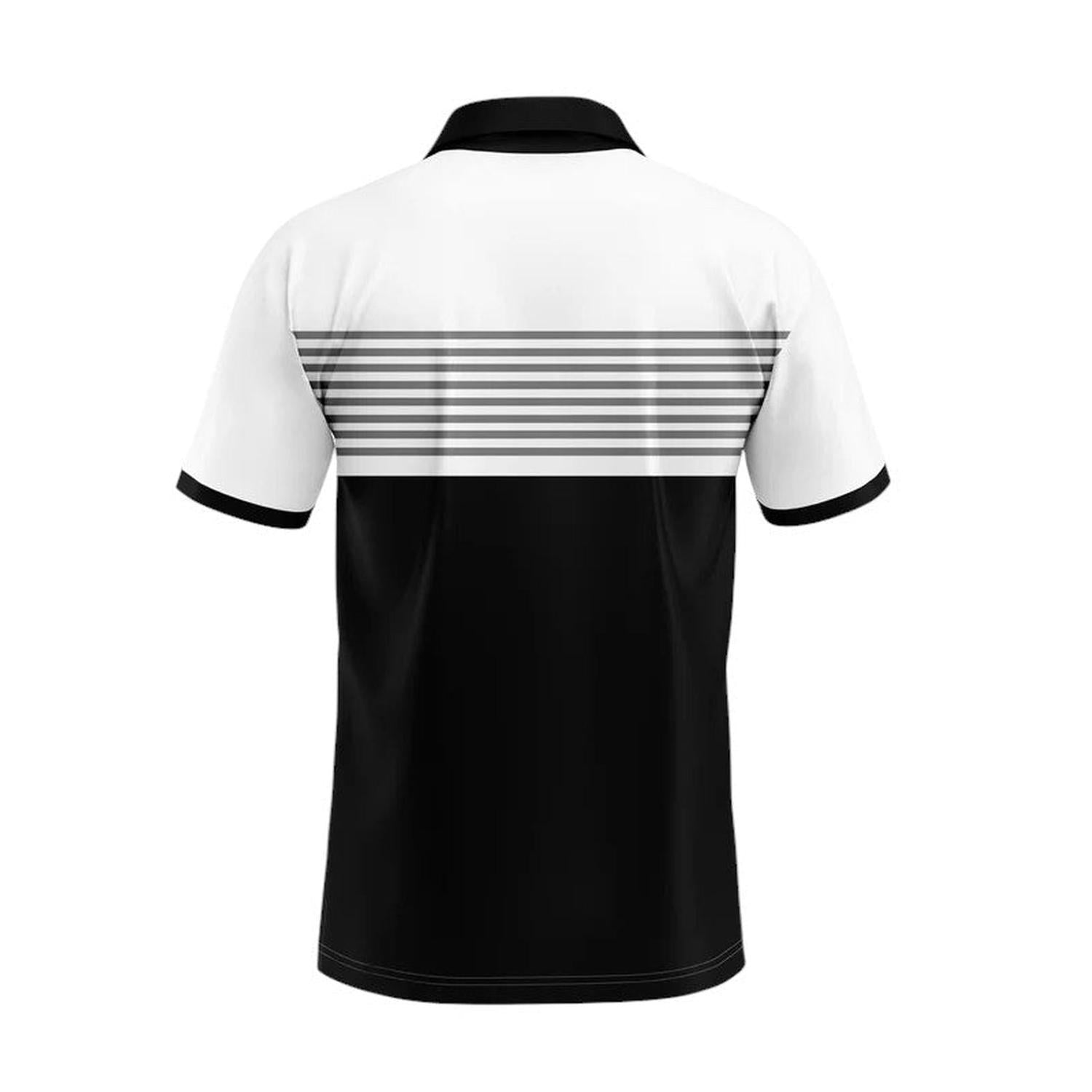 Men's Polo Shirt - Slim Fit - Short Sleeve - Striped Chest Design - Button Placket