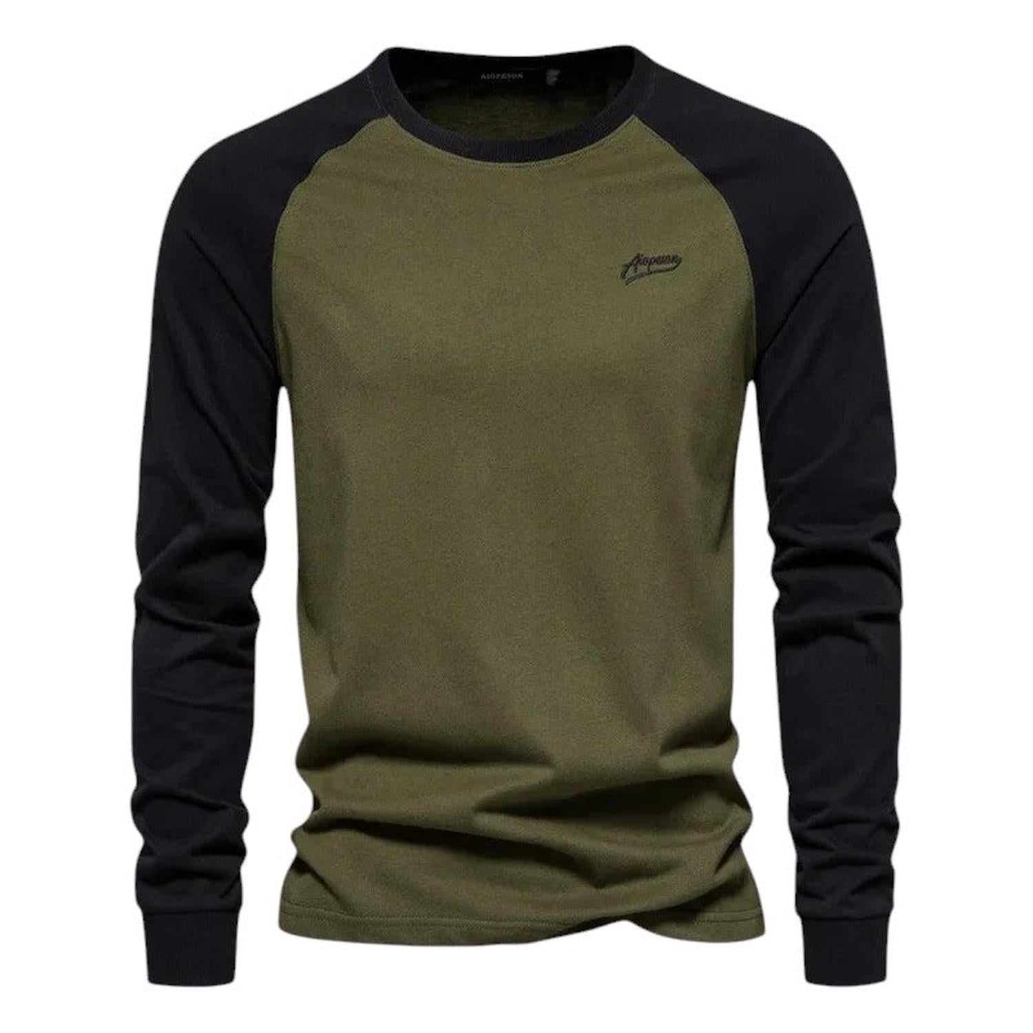 Men’s Raglan Shirt – Long Sleeve – Crew Neck – Regular Fit – Casual Sportswear