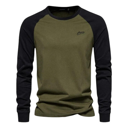 Men’s Raglan Shirt – Long Sleeve – Crew Neck – Regular Fit – Casual Sportswear