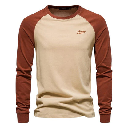 Men’s Raglan Shirt – Long Sleeve – Crew Neck – Regular Fit – Casual Sportswear