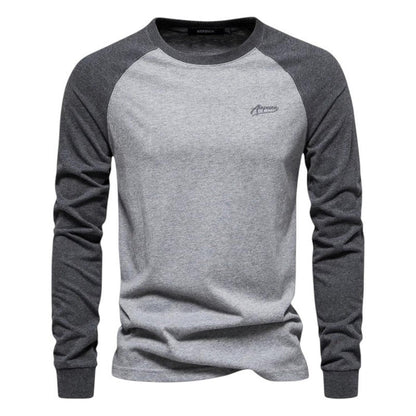 Men’s Raglan Shirt – Long Sleeve – Crew Neck – Regular Fit – Casual Sportswear