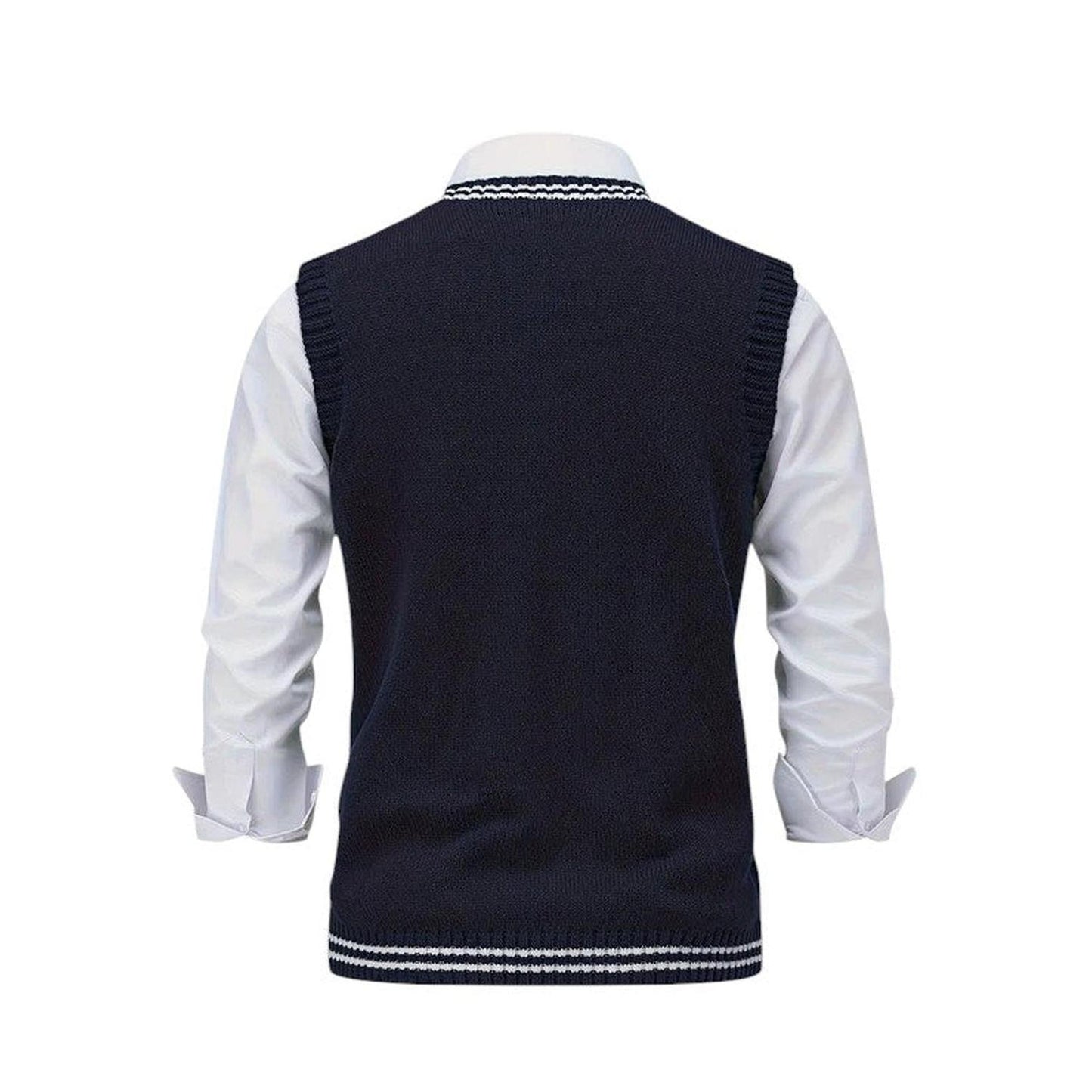 Men’s Sweater Vest - Cable Knit - V-Neck - Ribbed Trim - Classic Knitwear