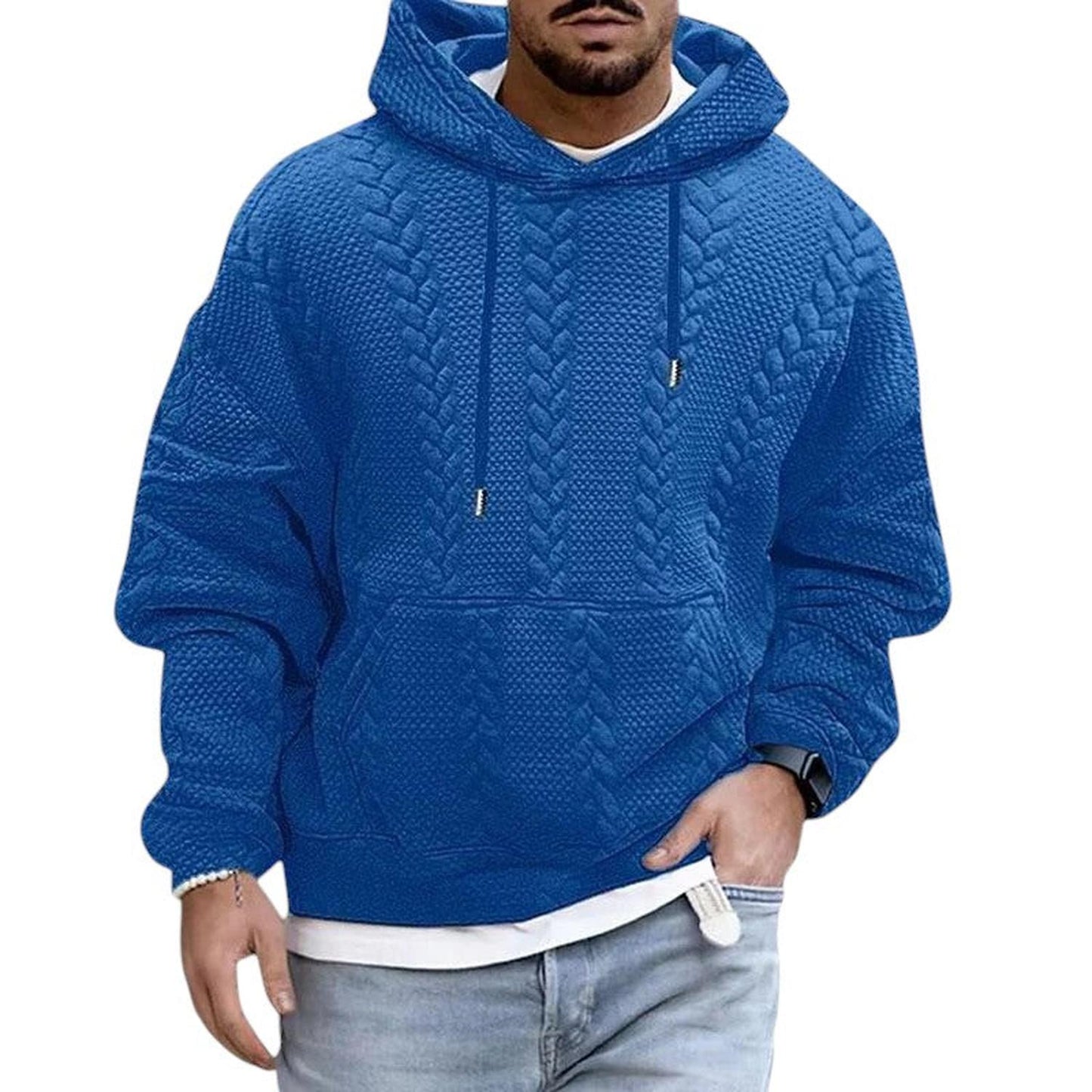 Men's casual long sleeve knitted hoodie