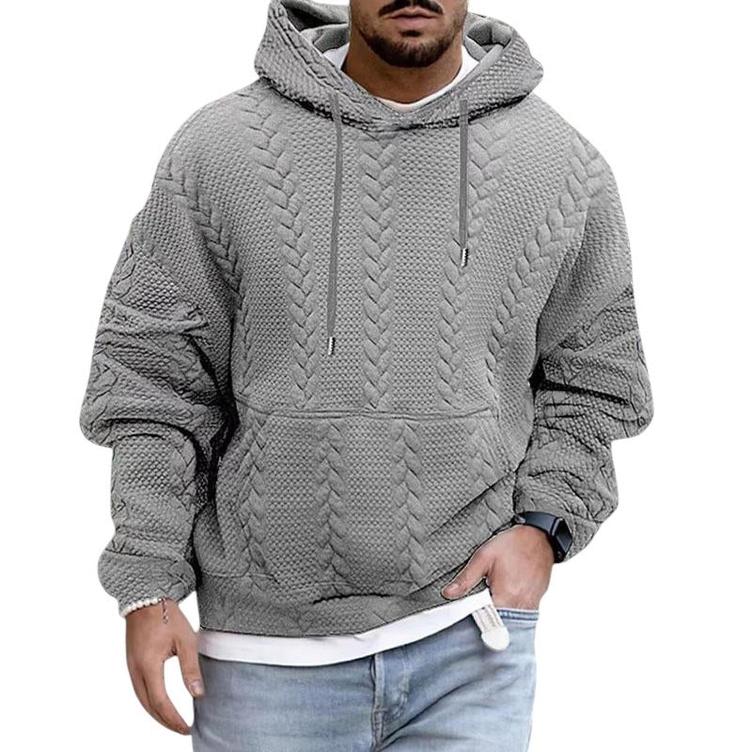 Men's casual long sleeve knitted hoodie