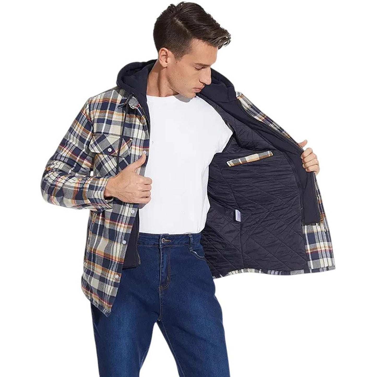 Men's checked long sleeve jacket