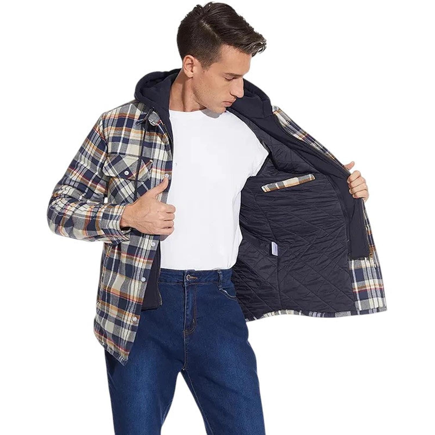 Men's checked long sleeve jacket