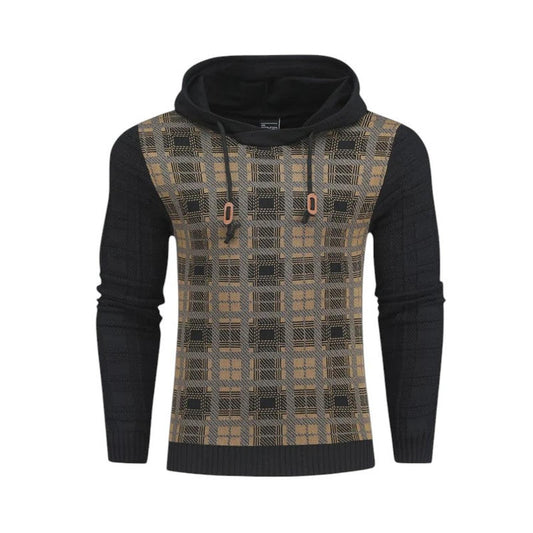 Men's fashionable checkered knitted sweater