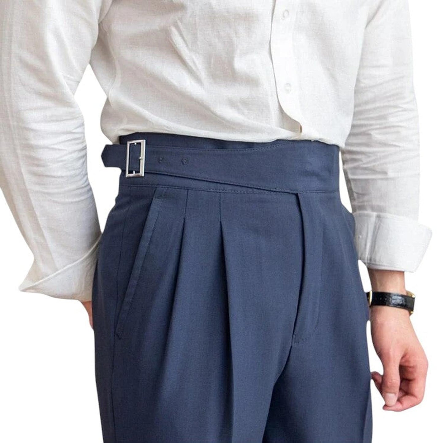 Men’s formal trousers – high-waisted with pleated front and classic fit