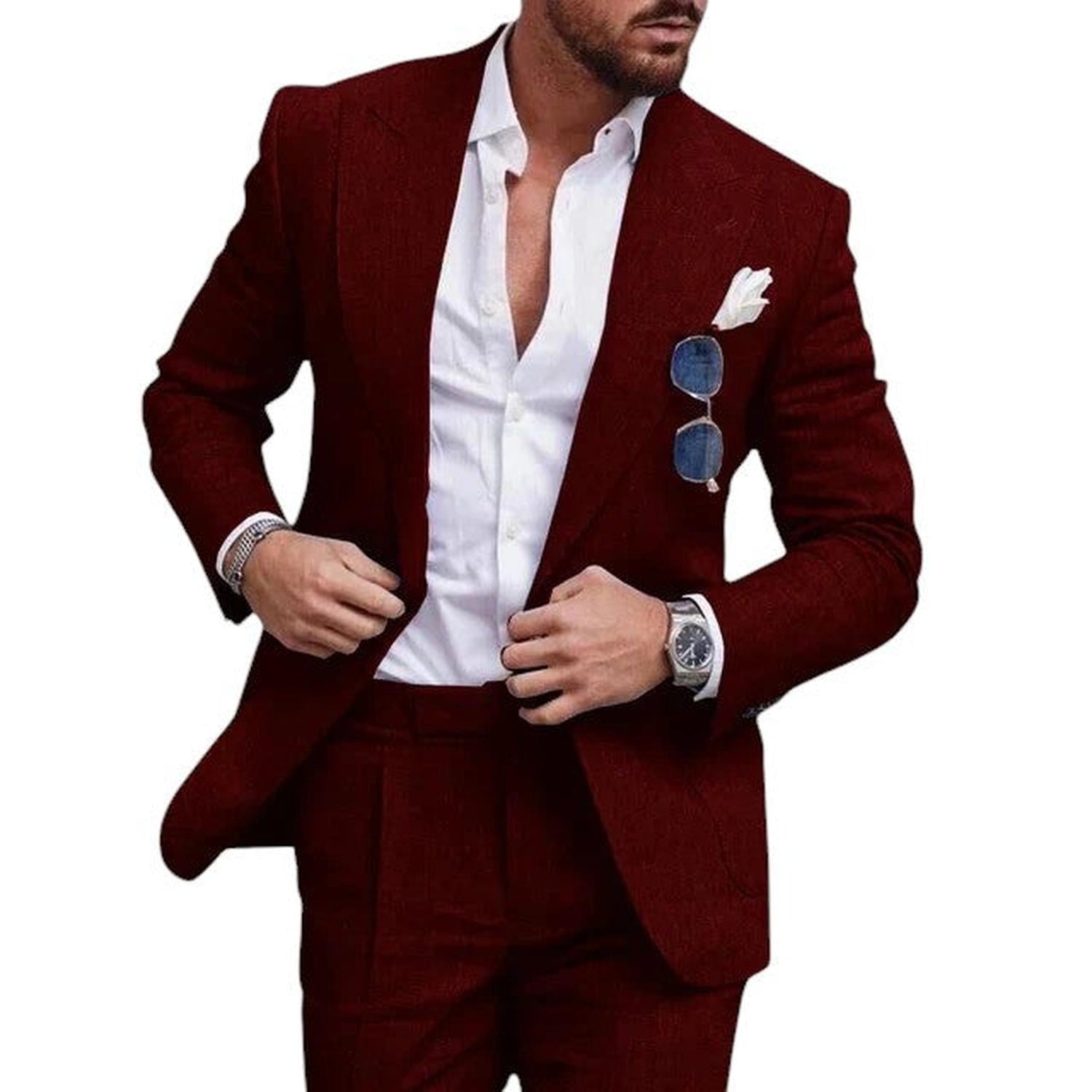 Men’s linen wedding suit – 2-piece single-breasted summer set