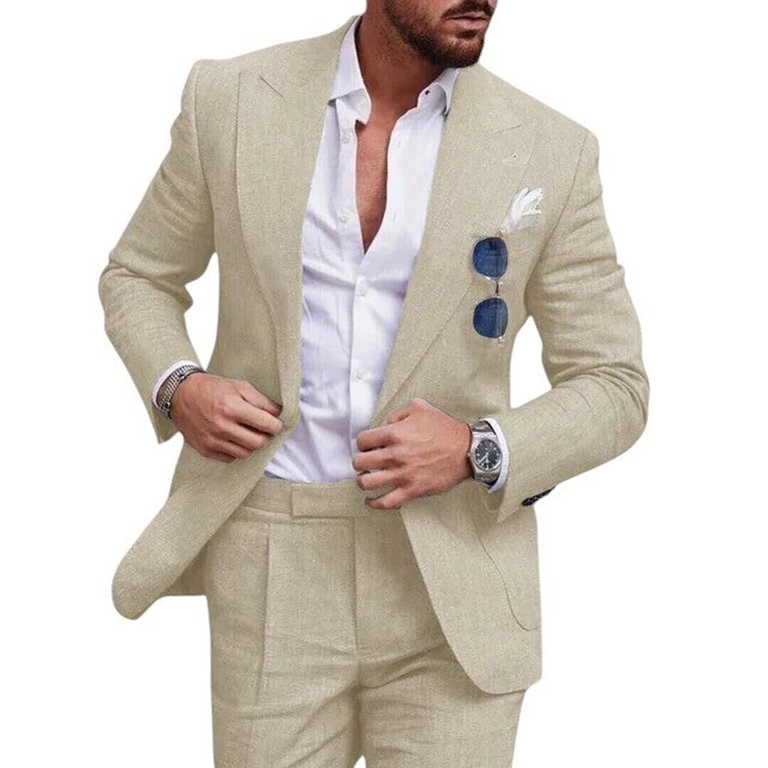 Men’s linen wedding suit – 2-piece single-breasted summer set