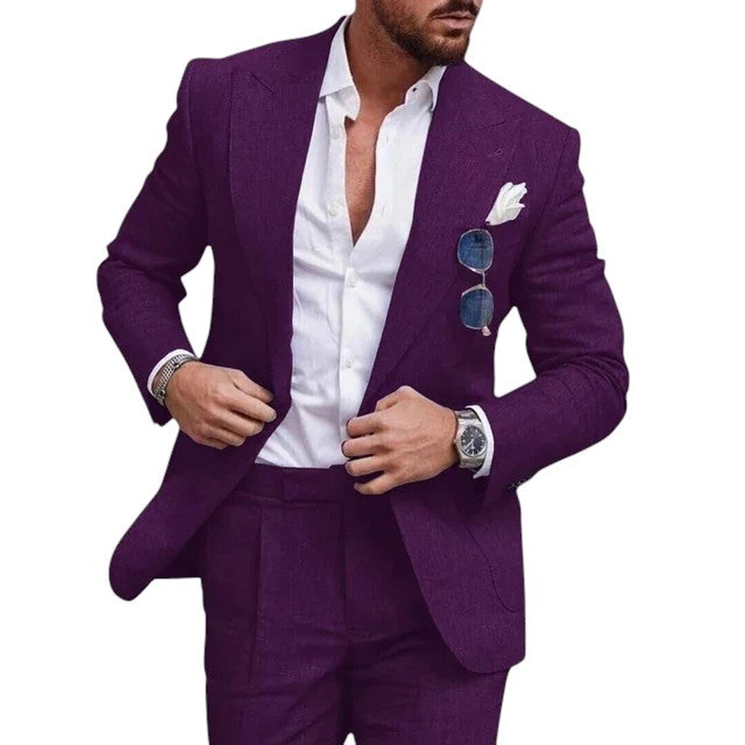 Men’s linen wedding suit – 2-piece single-breasted summer set