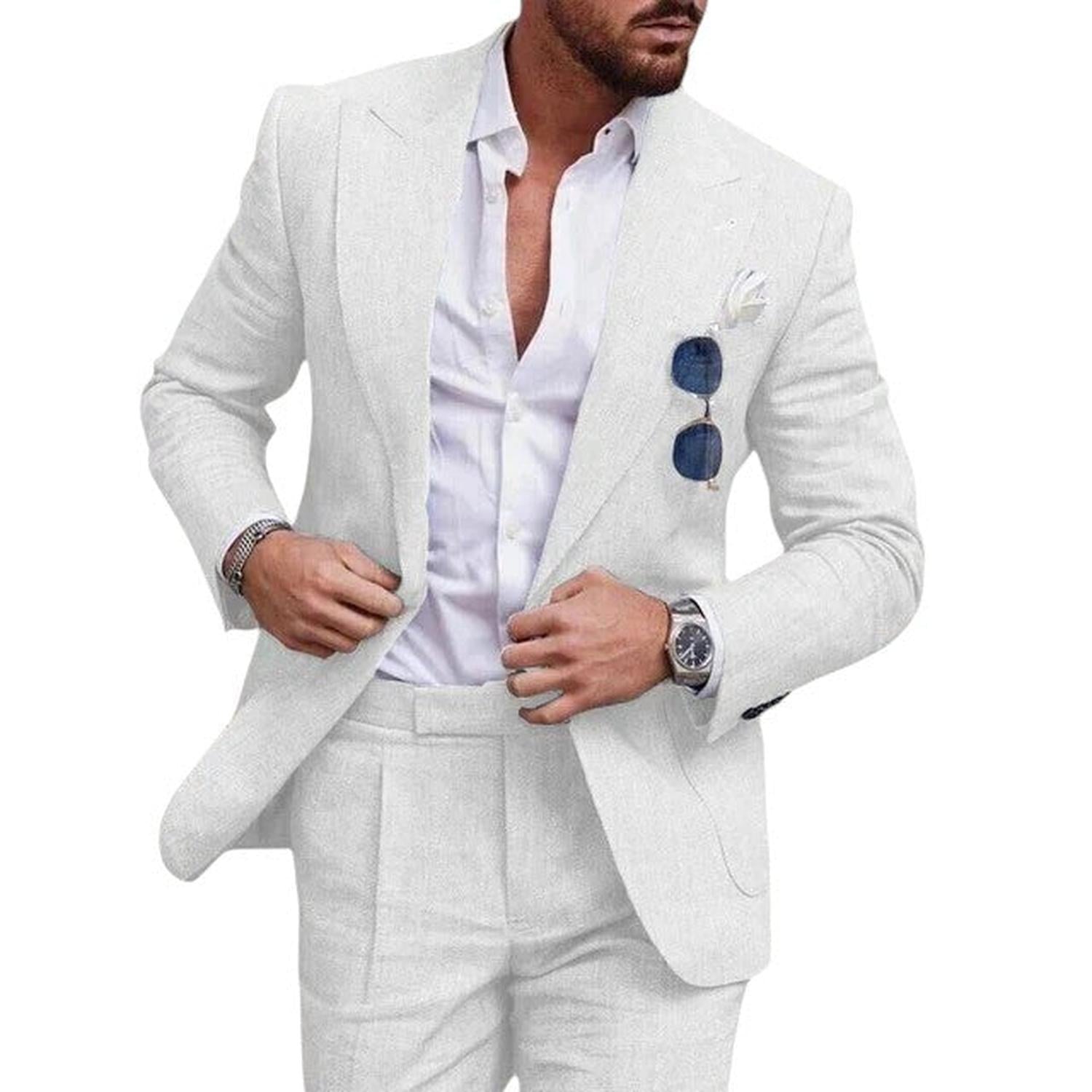 Men’s linen wedding suit – 2-piece single-breasted summer set