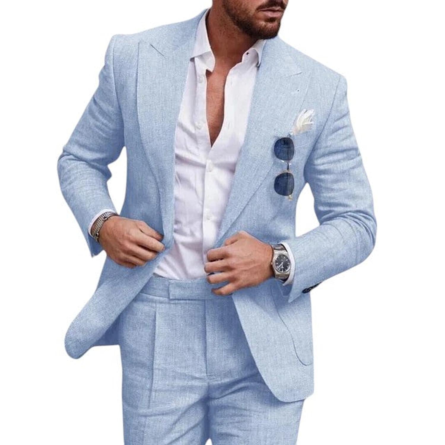 Men’s linen wedding suit – 2-piece single-breasted summer set