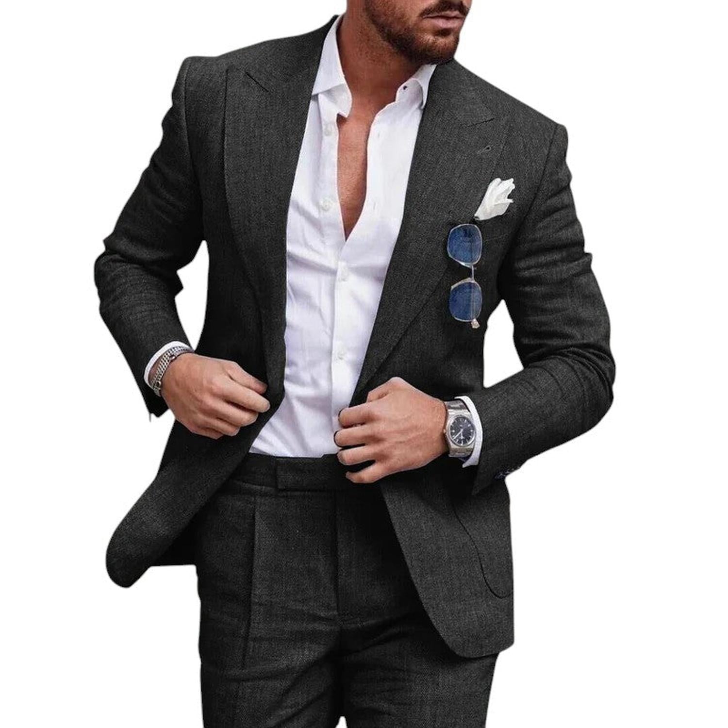 Men’s linen wedding suit – 2-piece single-breasted summer set
