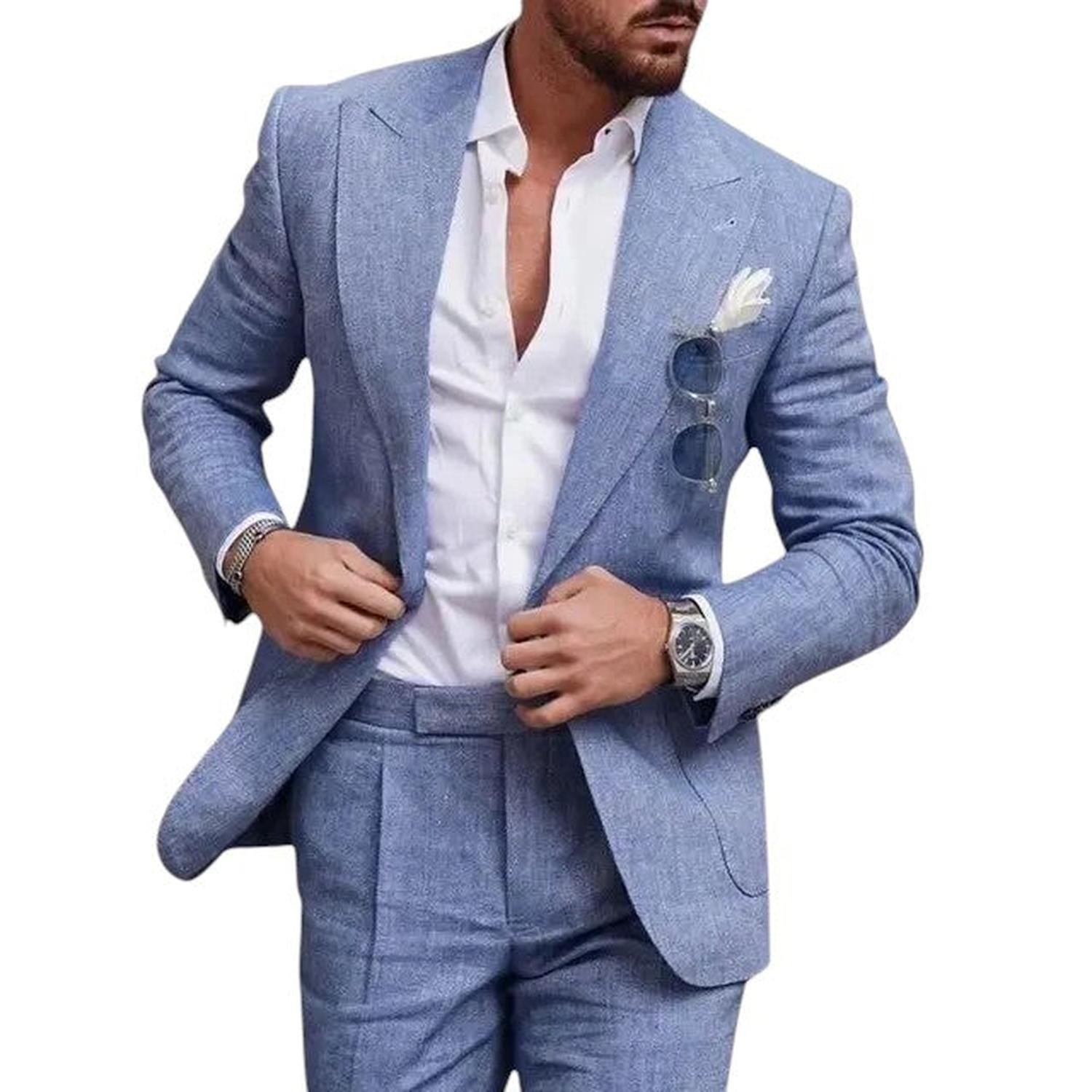 Men’s linen wedding suit – 2-piece single-breasted summer set