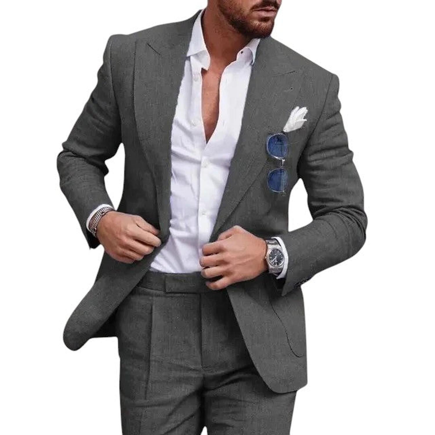 Men’s linen wedding suit – 2-piece single-breasted summer set