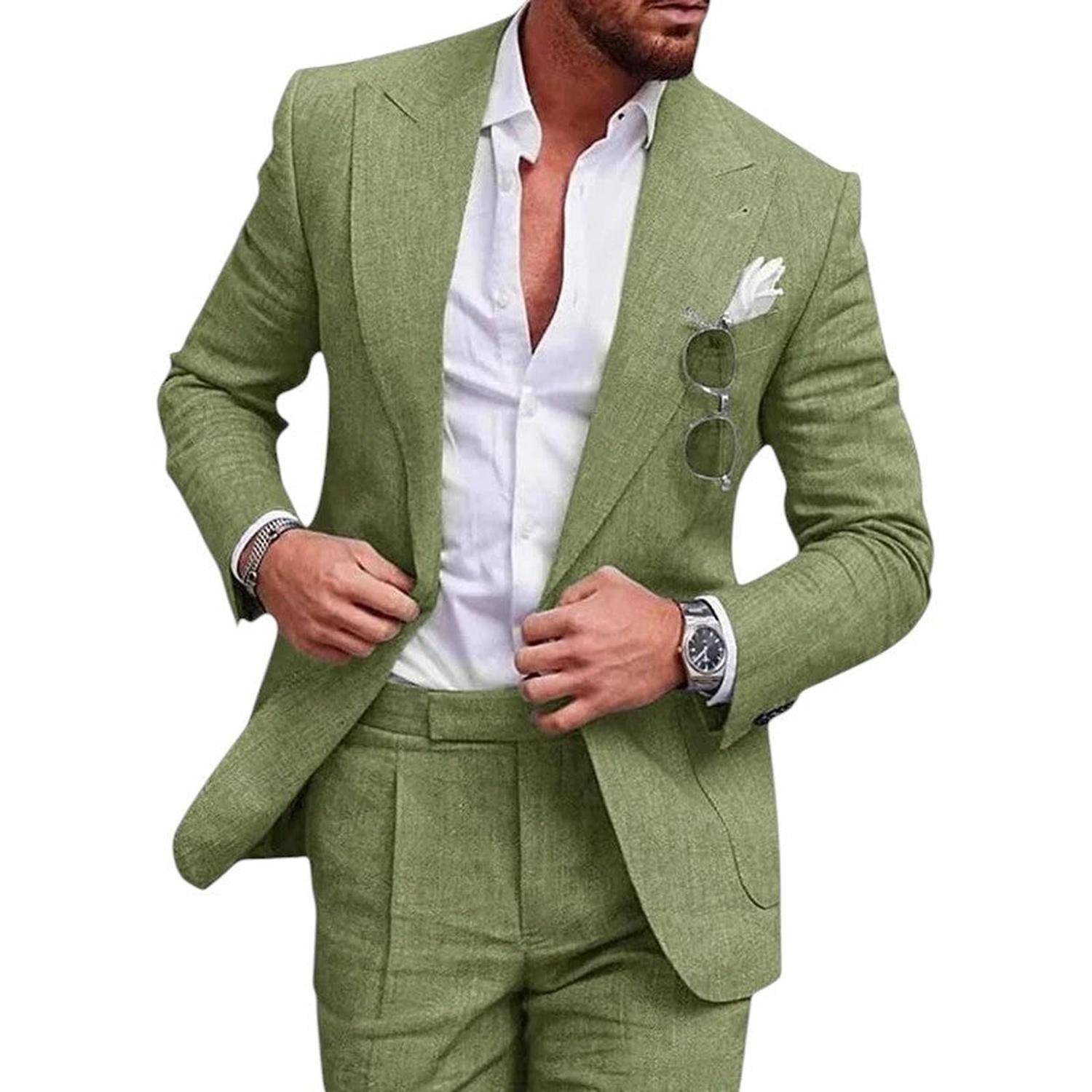 Men’s linen wedding suit – 2-piece single-breasted summer set