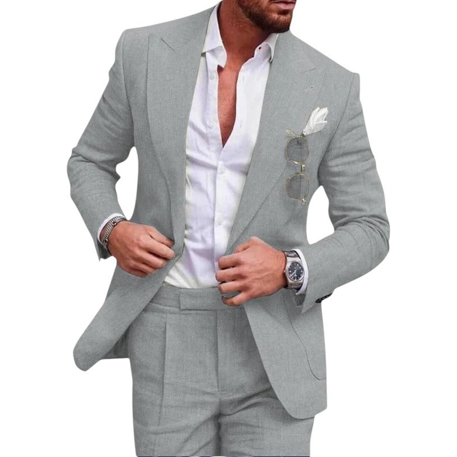 Men’s linen wedding suit – 2-piece single-breasted summer set