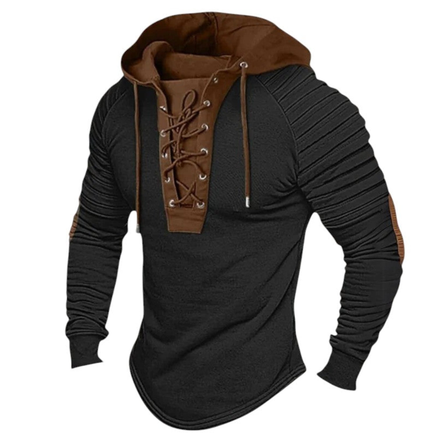 Men's modern sweatshirt with lace up and hood
